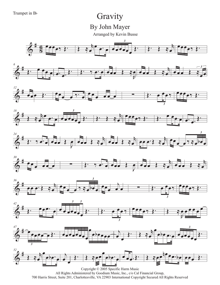 Gravity Gravity Trumpet Solo scores gallery preview page 1
