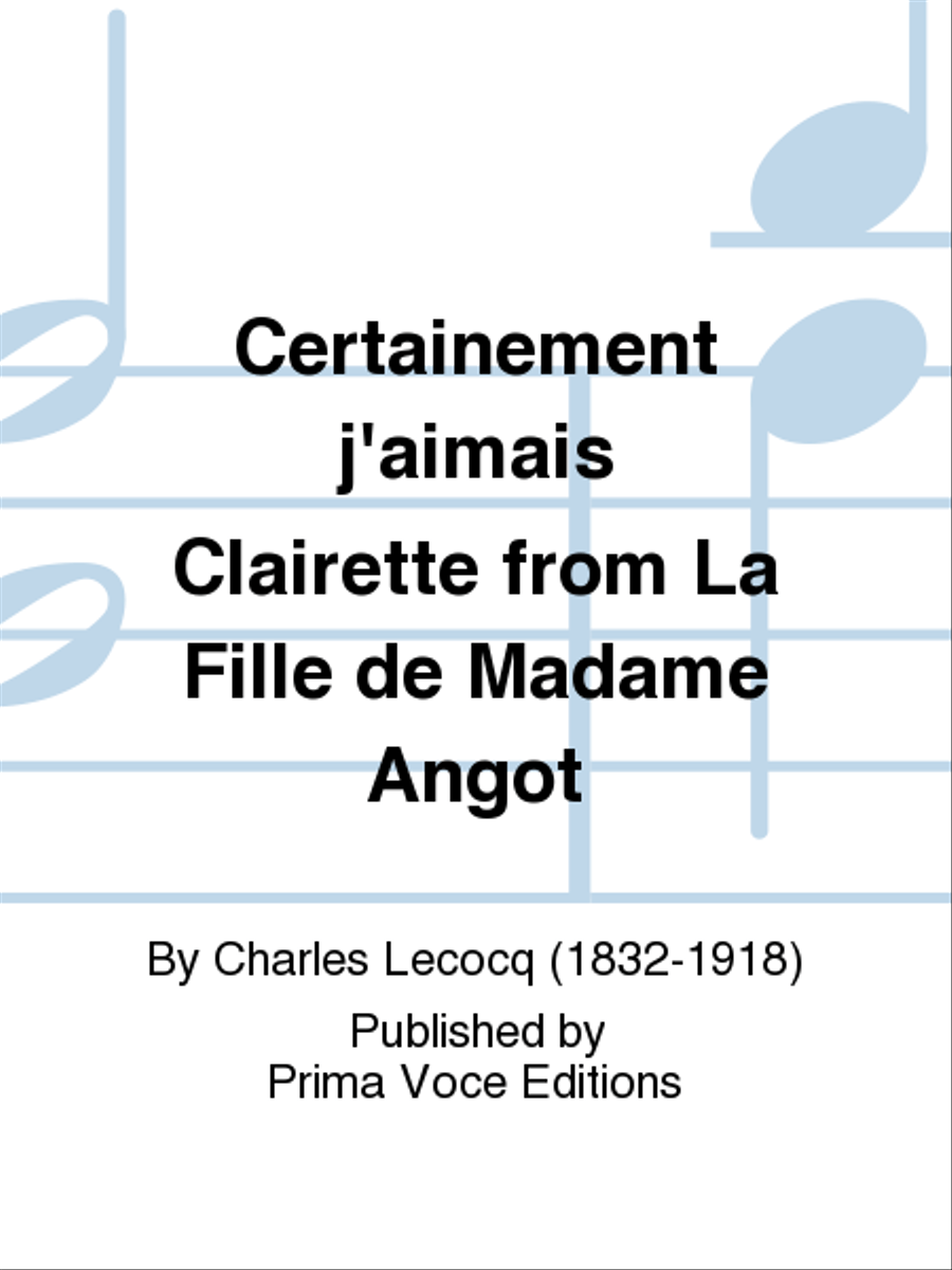Certainement j'aimais Clairette from La Fille de Madame Angot Baritone Voice scores gallery preview page 1