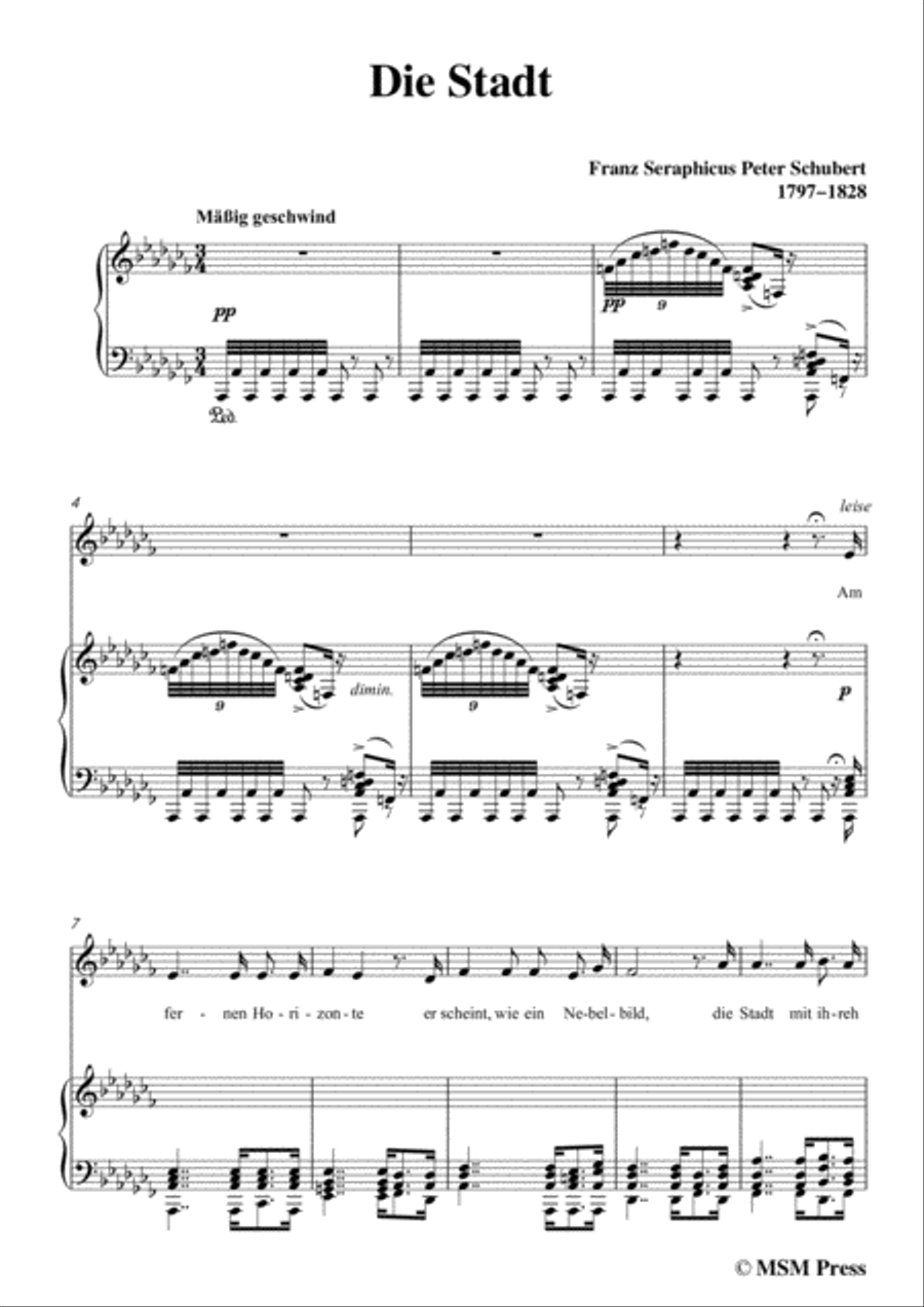 Schubert-Die Stadt,in a flat minor,for Voice and Piano Voice Solo scores gallery preview page 3