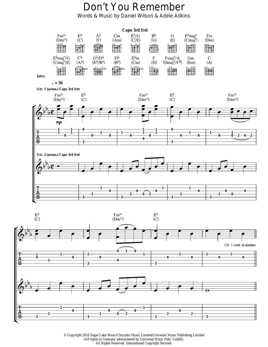 Don't You Remember Acoustic Guitar scores gallery preview page 1