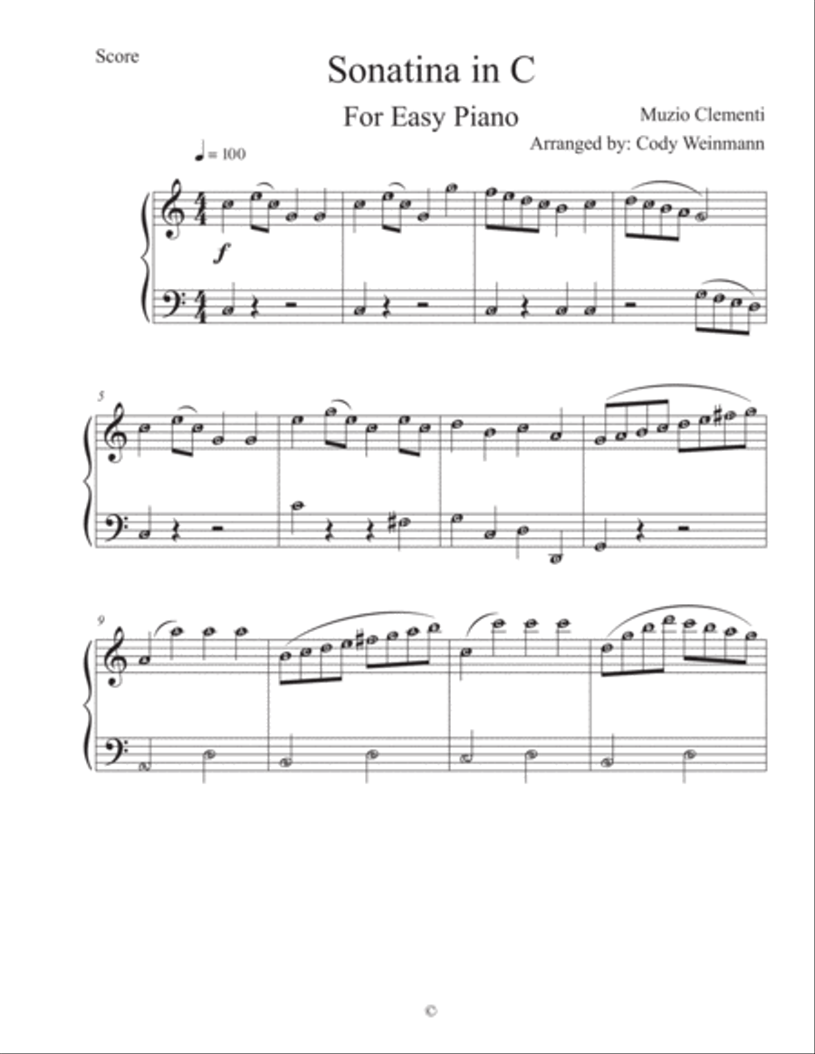 Clementi Sonatina in C-- First Movement for Easy Piano Piano Method scores gallery preview page 3