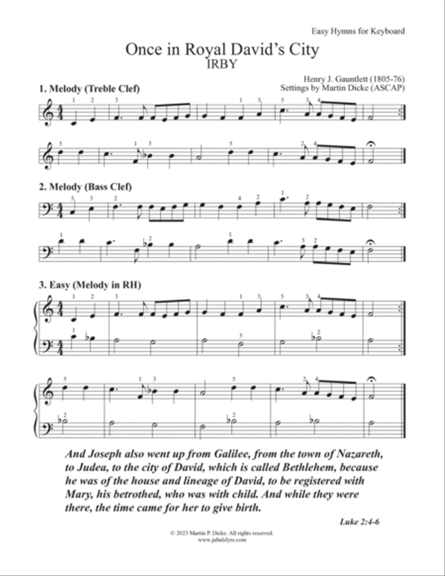 Once in Royal David's City (Easy Hymns for Keyboard) Piano Method scores gallery preview page 3