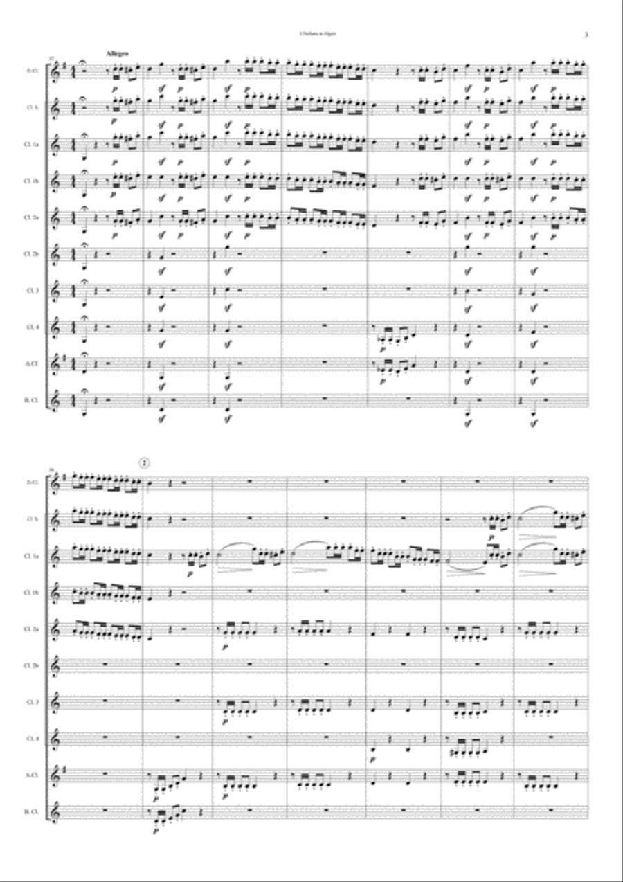 Rossini L’Italiana in Algeri (The Italian Girl in Algiers) – Sinfonia (Ouverture) for Clarinet C Woodwind Ensemble scores gallery preview page 3