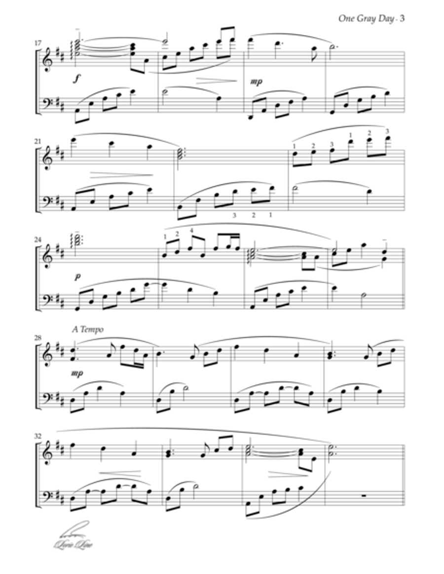 One Gray Day Piano Solo scores gallery preview page 3
