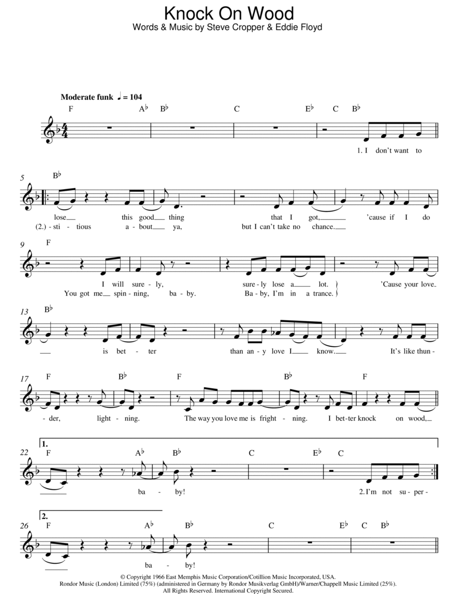 Knock On Wood Piano scores gallery preview page 1
