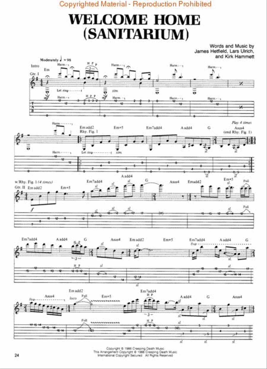 Metallica – Master of Puppets Electric Guitar scores gallery preview page 3