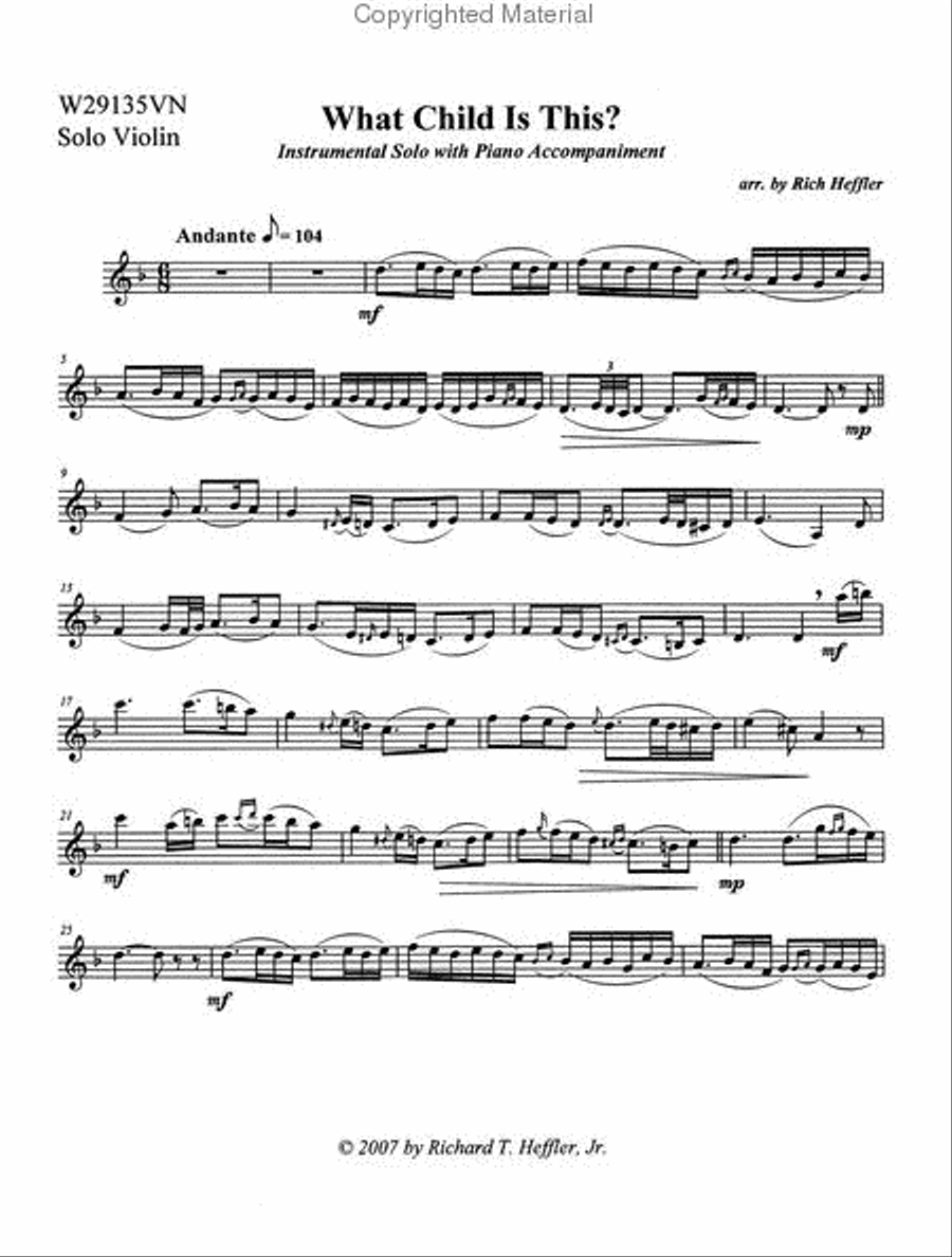 What Child Is This? Violin Solo scores gallery preview page 3