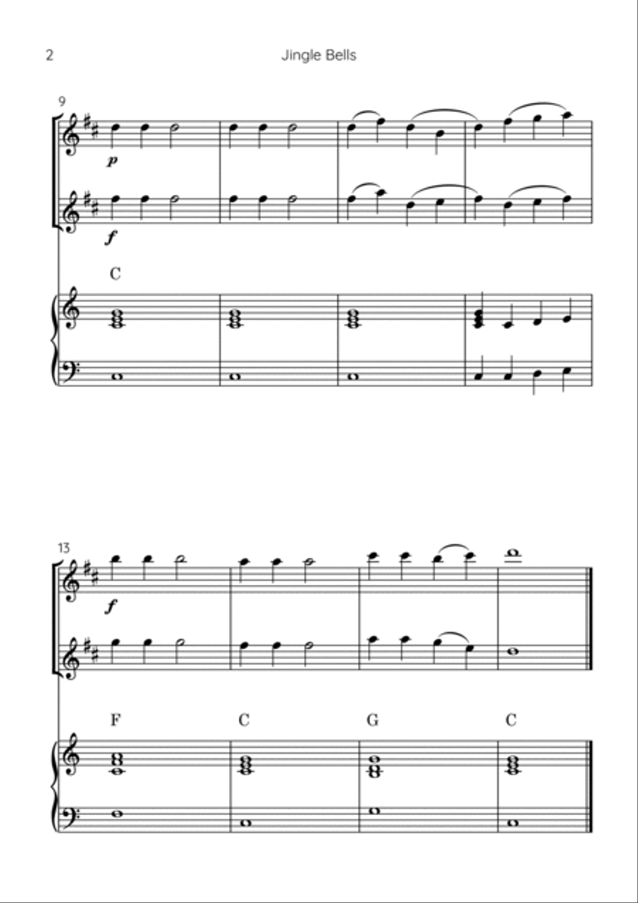 Jingle Bells Woodwind Duet scores gallery preview page 2