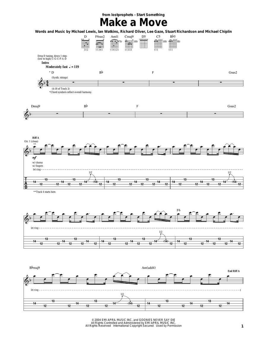 Make A Move Electric Guitar scores gallery preview page 1