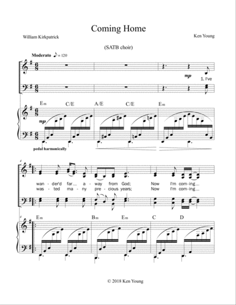 Coming Home by Ken Young for SATB Choir 4-Part scores gallery preview page 1