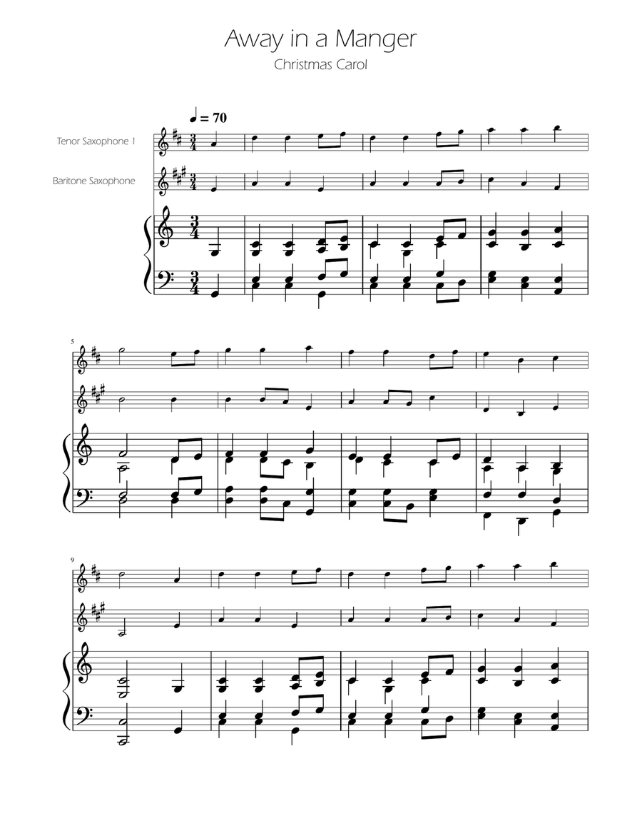 Away in a Manger - Sax Duet TB w/ Piano