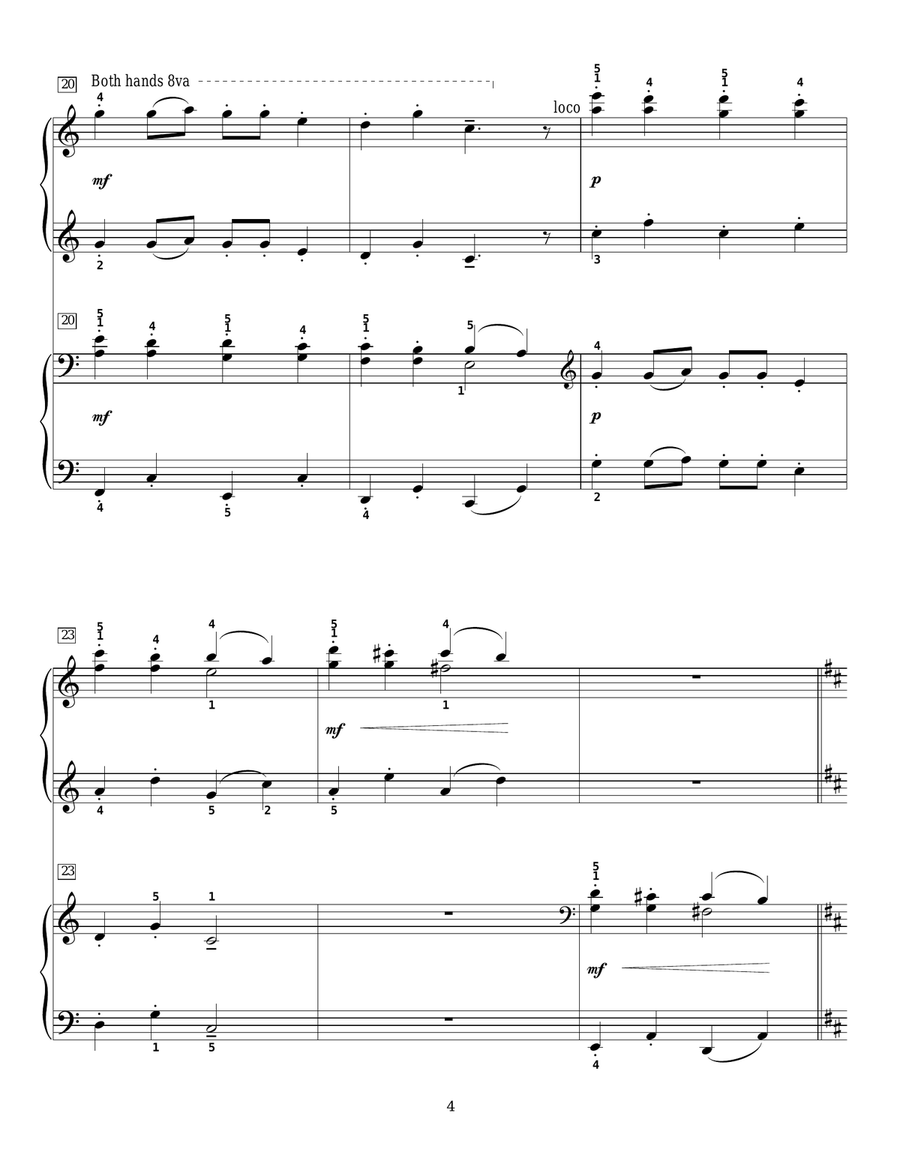 Up On The Housetop Piano Duet scores gallery preview page 4