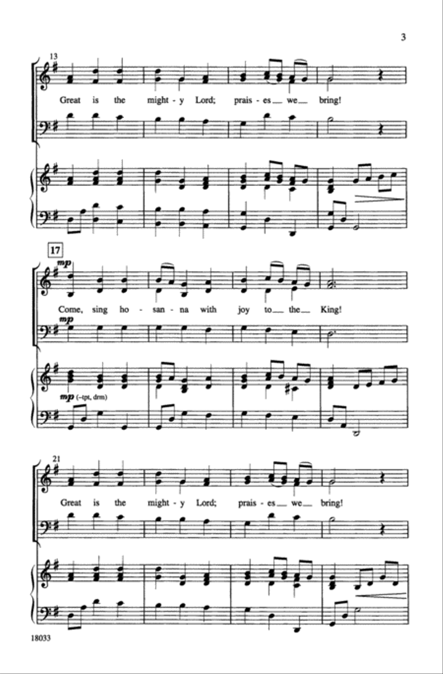 Come, Sing Hosanna! Come, Sing Hosanna! 3-Part scores gallery preview page 3