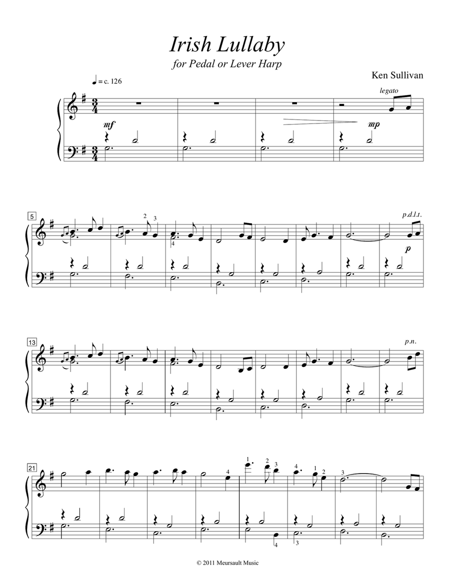 Irish Lullaby (for harp) Irish Lullaby (for harp) Harp scores gallery preview page 1