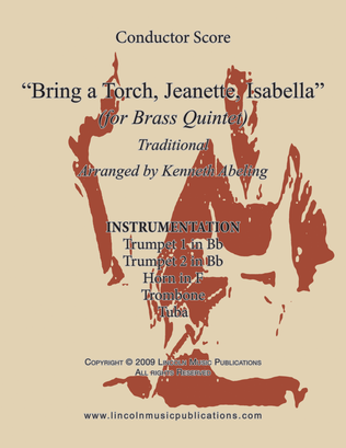 Book cover for Bring a Torch Jeanette, Isabella (for Brass Quintet)