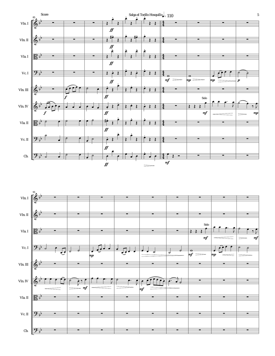 Salga el torillo hosquillo (Let the little wild bull out) arranged for string orchestra String Orchestra scores gallery preview page 5