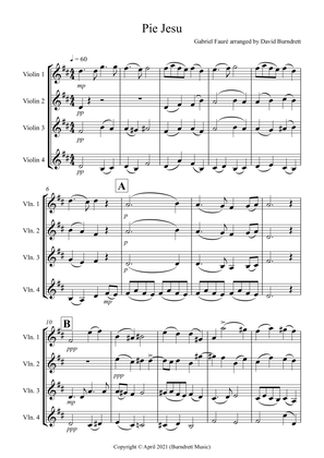 Pie Jesu (from Requiem) for Violin Quartet