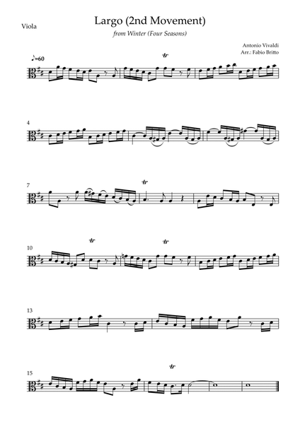 Largo from Winter (Antonio Vivaldi) for Viola Solo