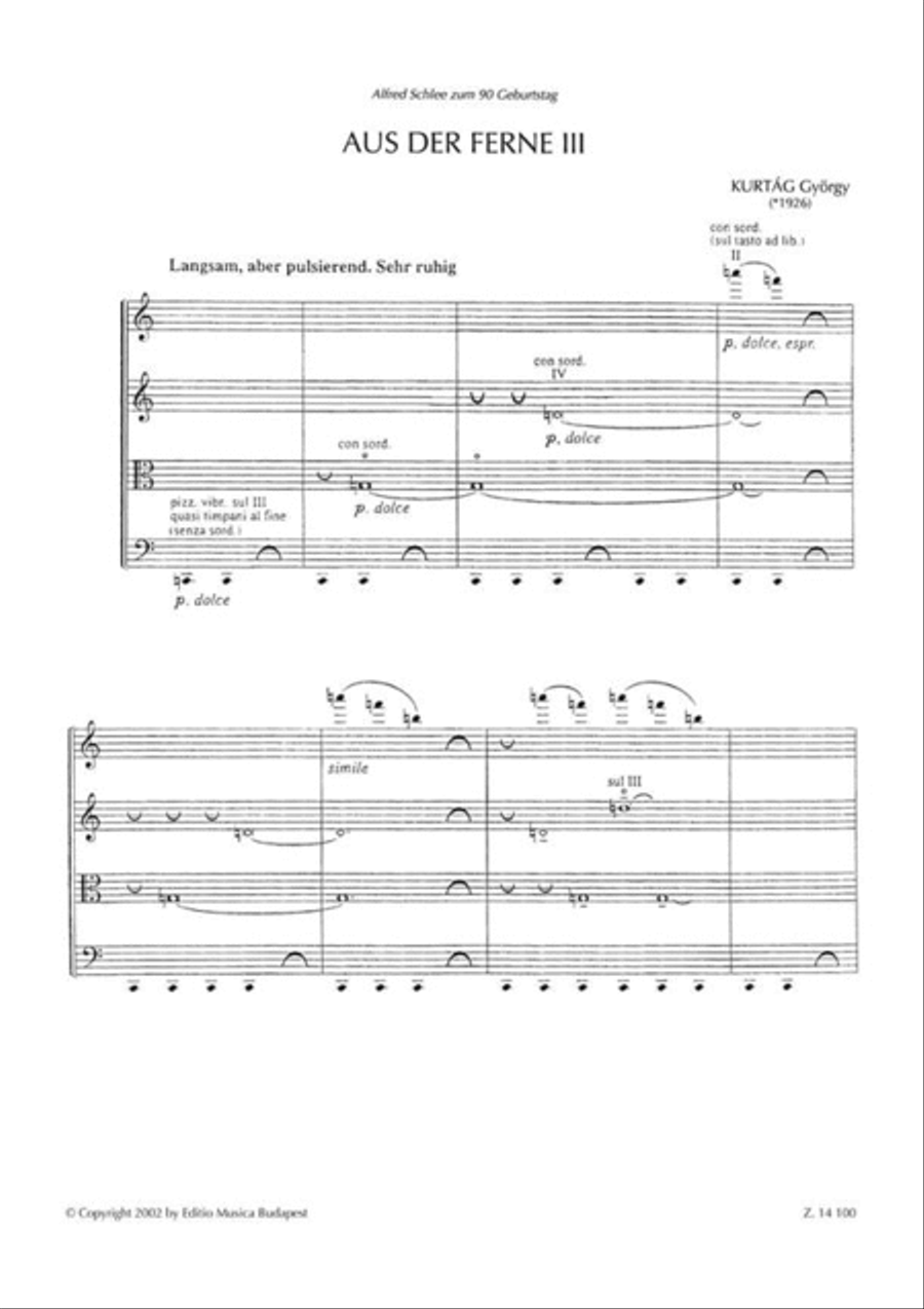 Aus der Ferne III String Quartet scores gallery preview page 2