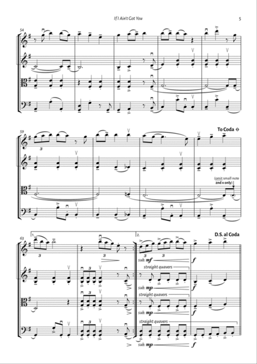 If I Ain't Got You String Quartet scores gallery preview page 5