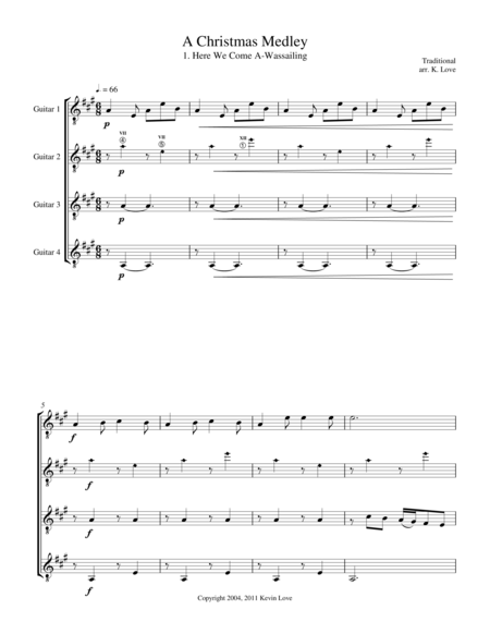 A Christmas Medley (Guitar Quartet) - Score and Parts image number null