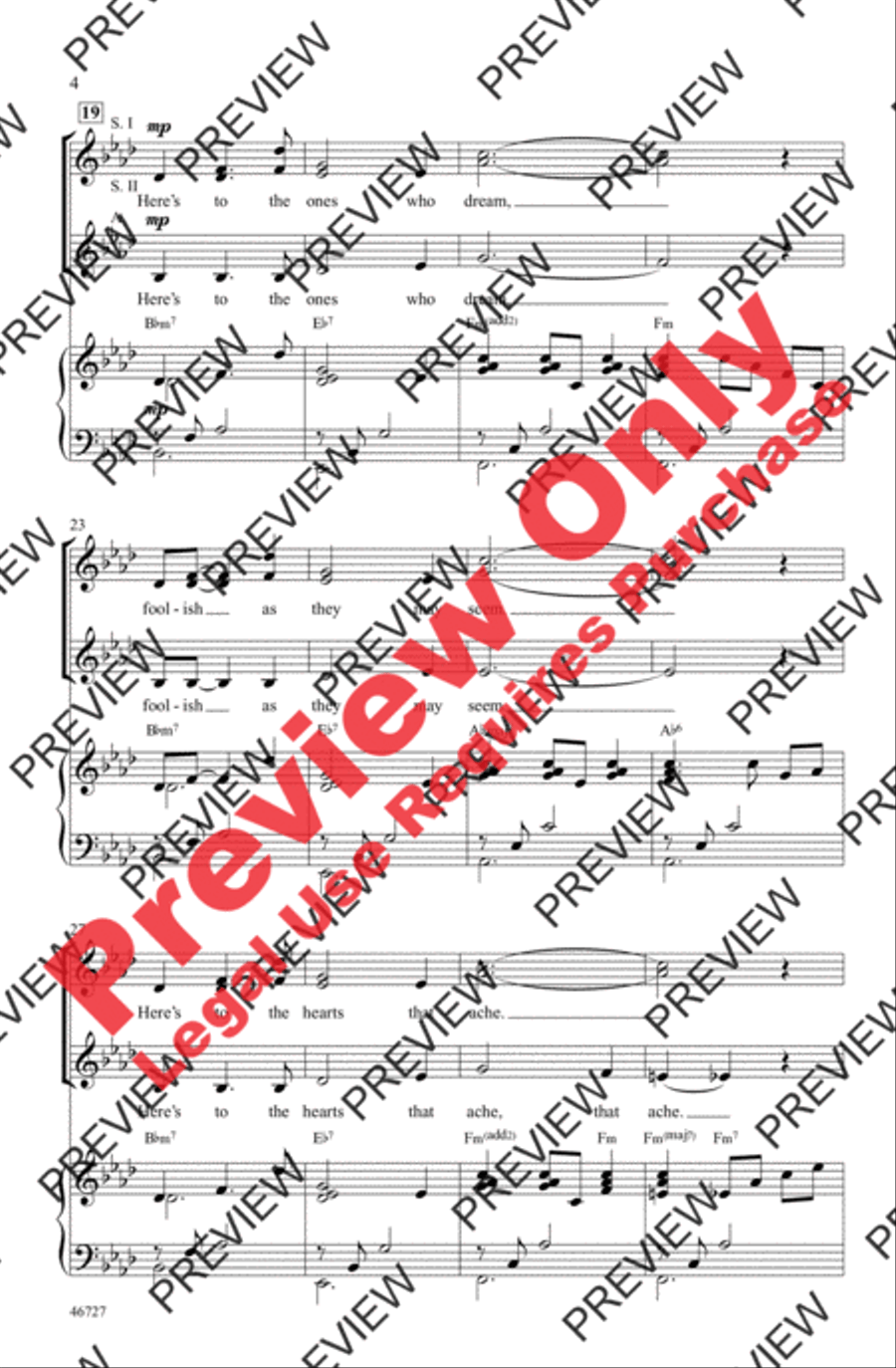 Audition (The Fools Who Dream) Women's Choir scores gallery preview page 4