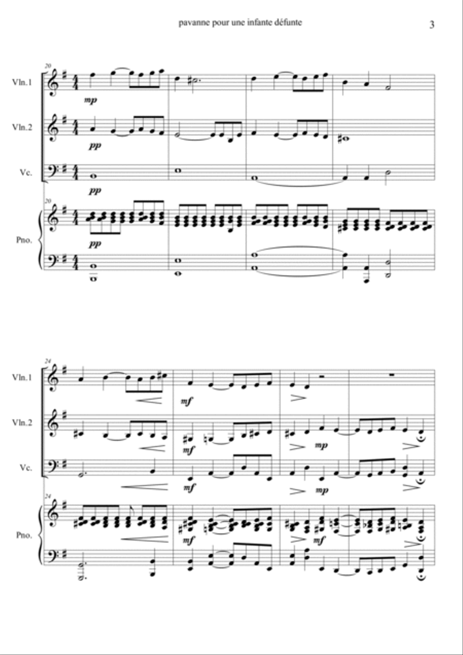 Pavanne Pour Une Infante Defunte Piano Quartet scores gallery preview page 3