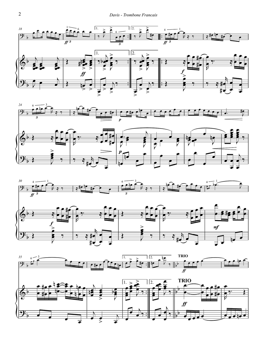 Trombone Français for Trombone and Piano Piano scores gallery preview page 4