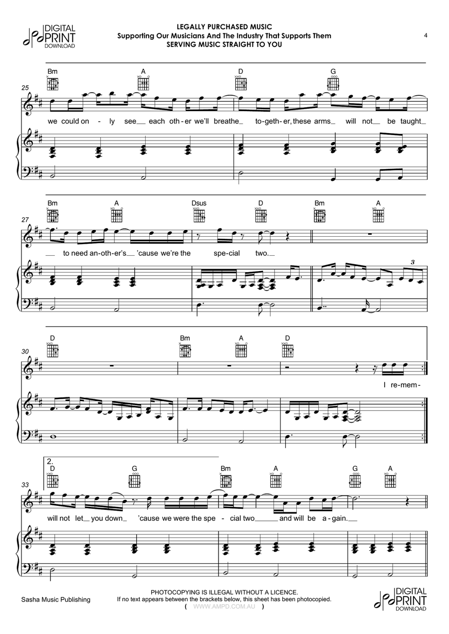 Special Two Piano, Vocal, Guitar scores gallery preview page 4