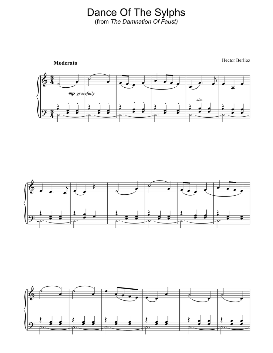Dance Of The Sylphs (from The Damnation Of Faust) Piano Solo scores gallery preview page 1