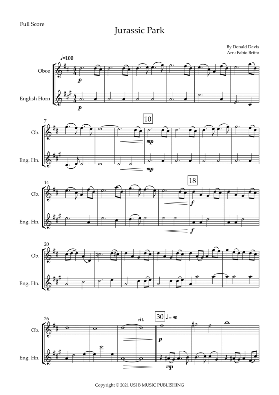 Jurassic Park Iii Woodwind Duet scores gallery preview page 1