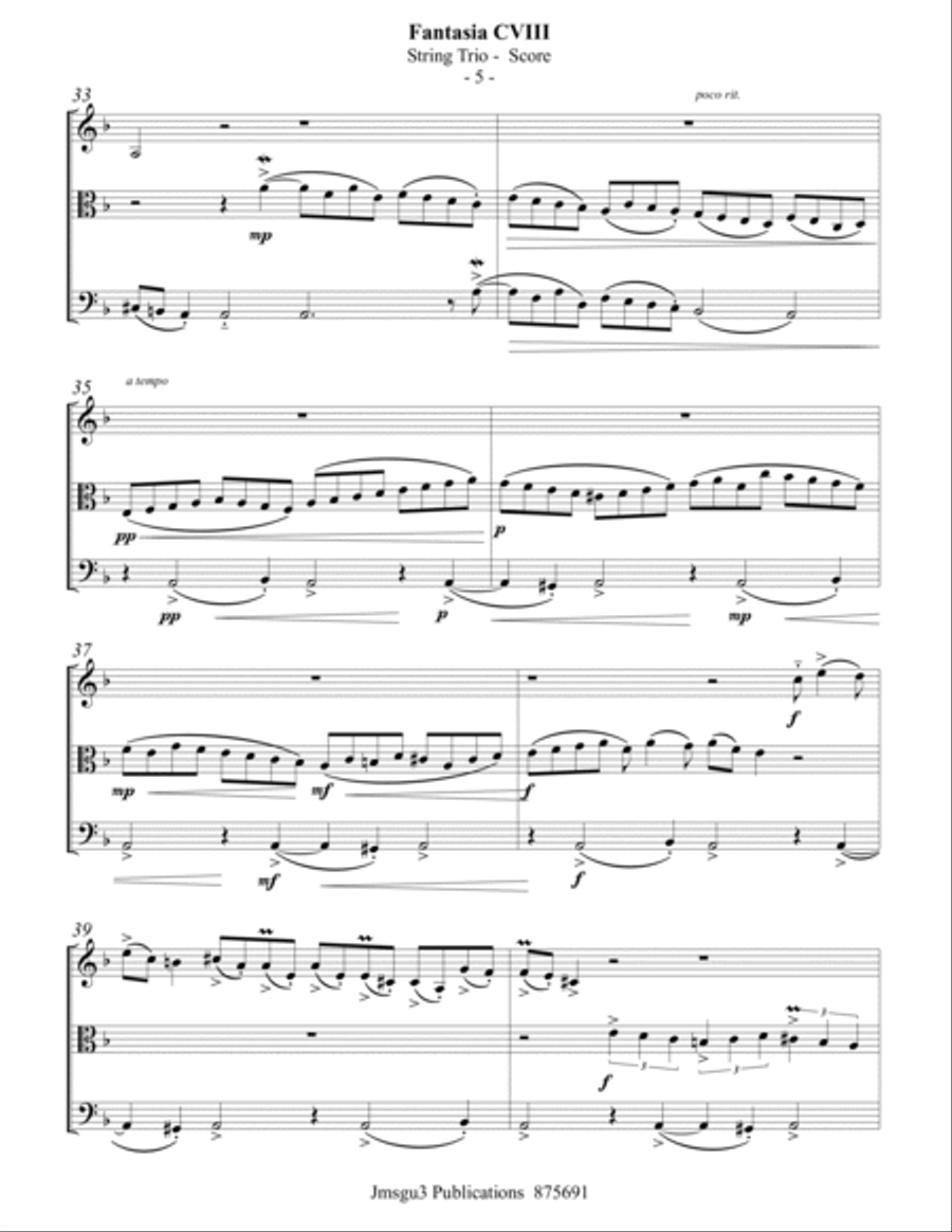 Bull: Fantasia CXIII for String Trio String Trio scores gallery preview page 5