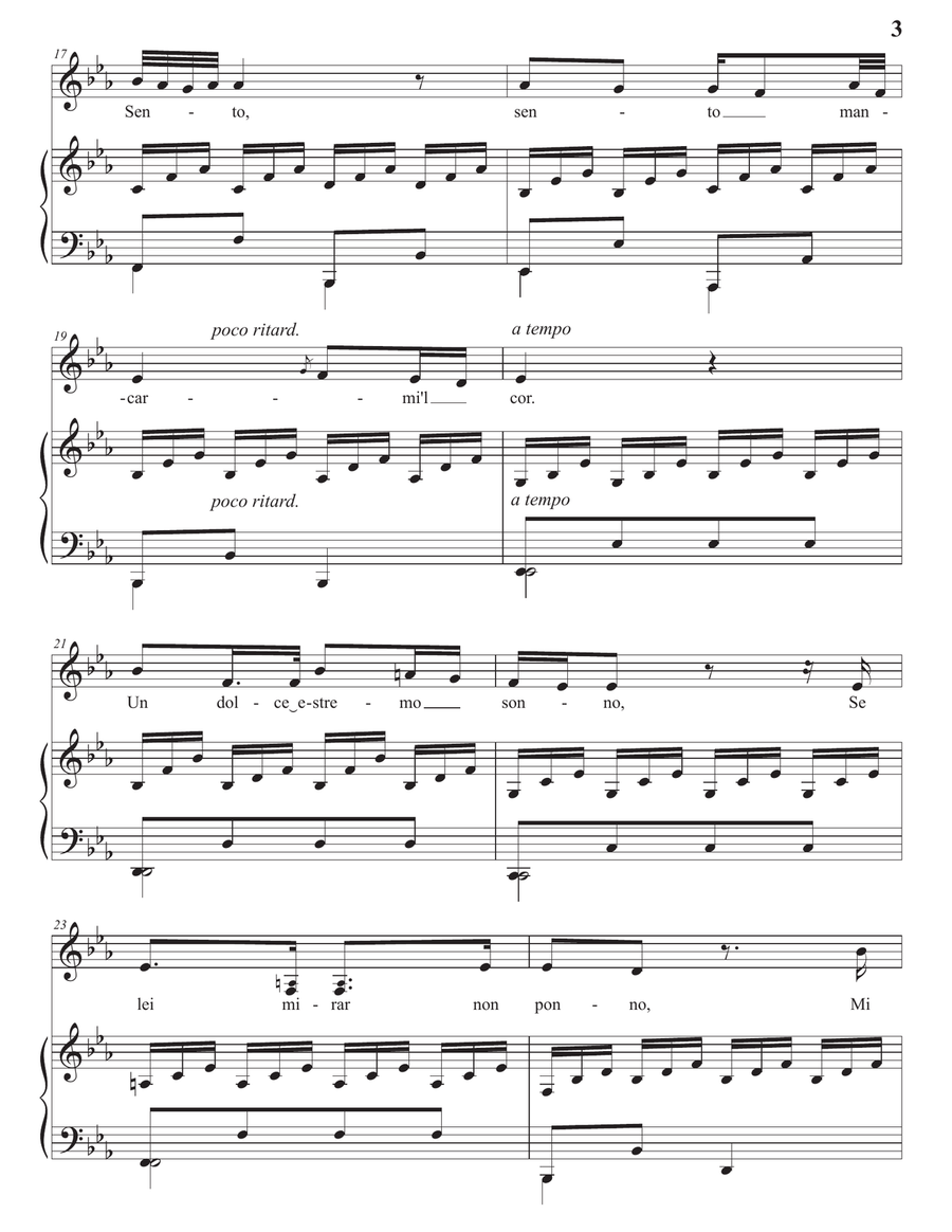 SARTI: Lungi dal caro bene (transposed to E-flat major) Voice scores gallery preview page 4