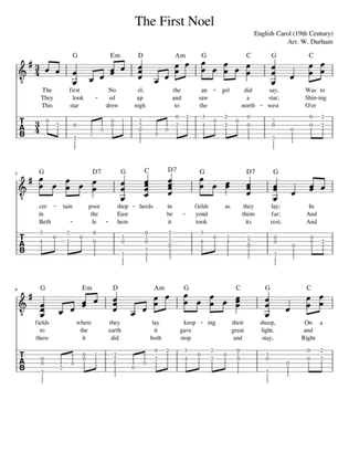 The First Noel - Christmas Carol for Fingerstyle Guitar -- Tab / Notation / Lyrics