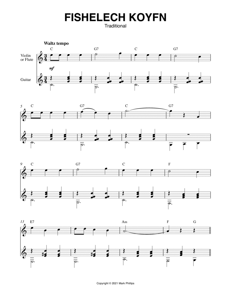 Fishelech Koyfn String Duet scores gallery preview page 1