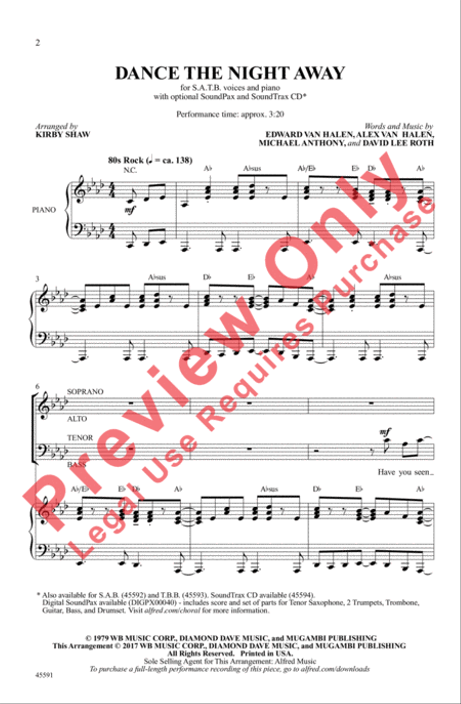Dance the Night Away 4-Part scores gallery preview page 2