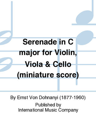 Book cover for Miniature Score To Serenade In C Major, Opus 10