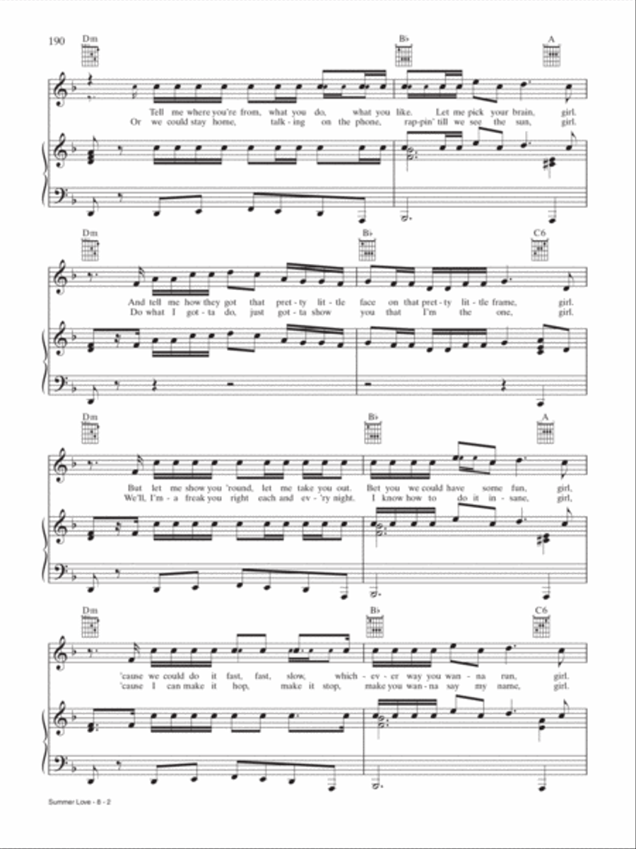 Summer Love Piano, Vocal, Guitar scores gallery preview page 2