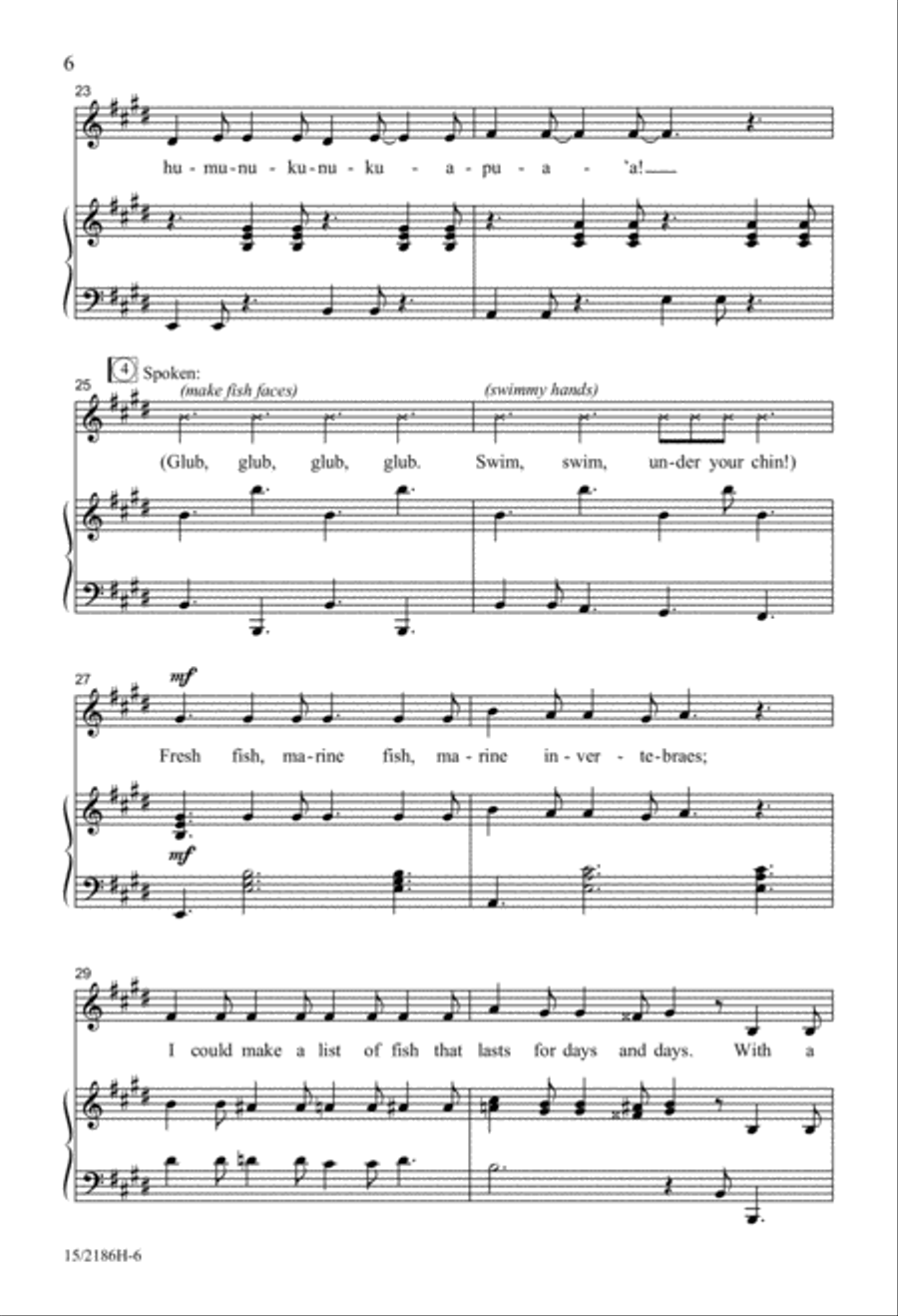 Little Fish, Big Name (The Happy Hawaiian Humu) Unison Choir scores gallery preview page 6