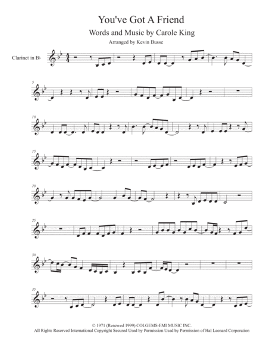 You've Got A Friend Clarinet Solo scores gallery preview page 1