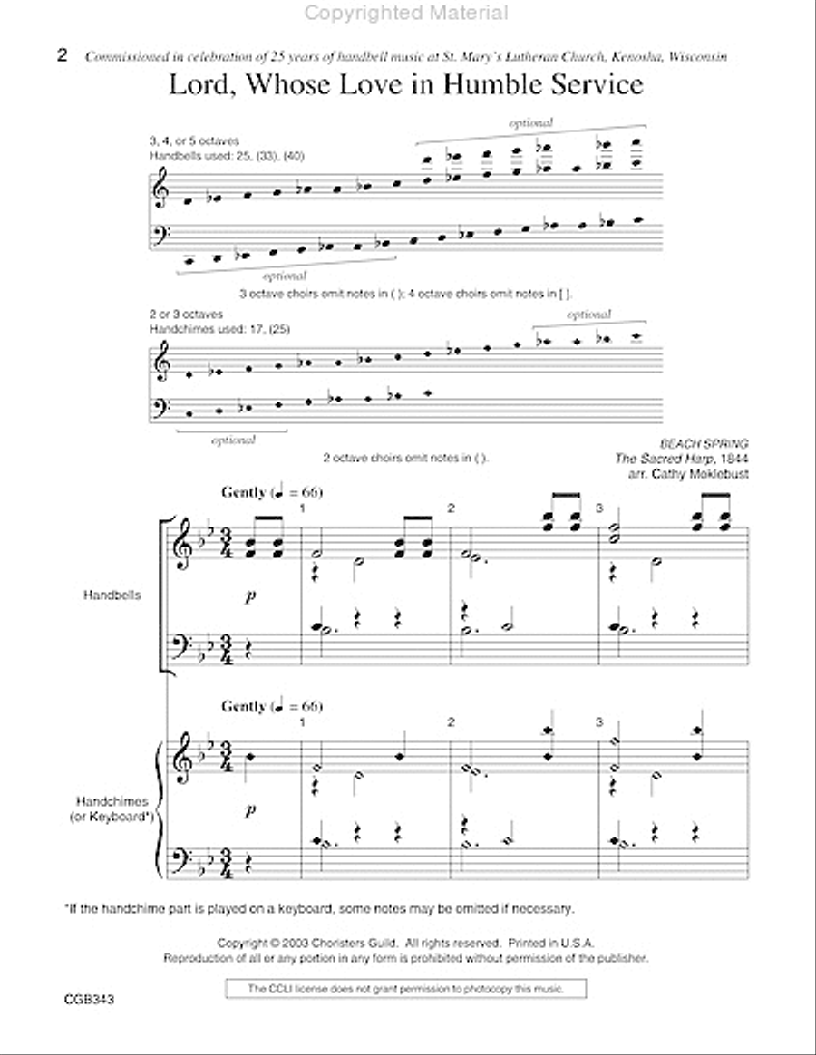 Lord, Whose Love in Humble Service Handbell Choir scores gallery preview page 2