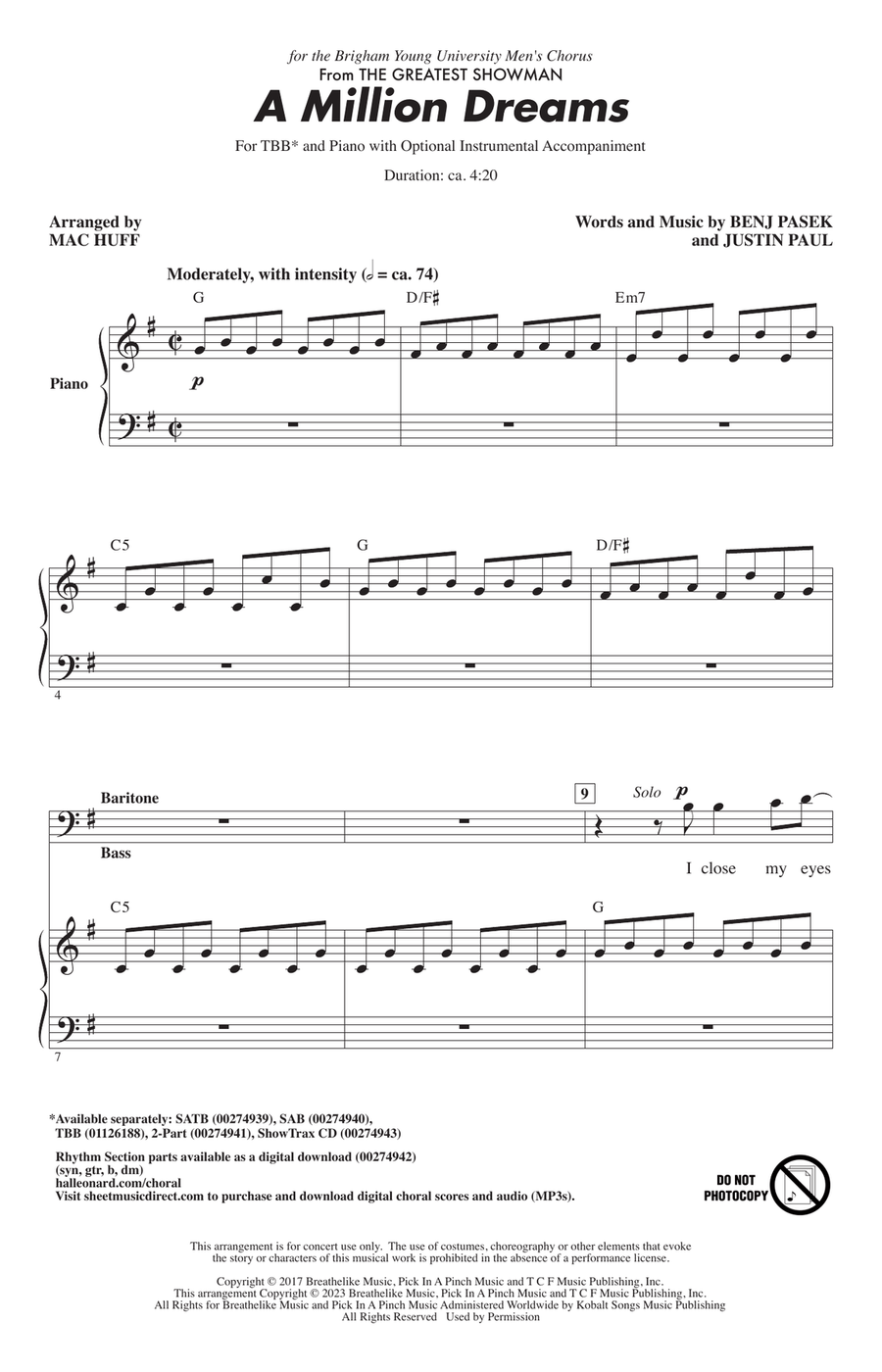 A Million Dreams (from The Greatest Showman) (arr. Mac Huff)