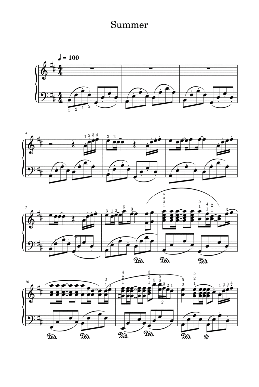 Summer Piano Solo scores gallery preview page 1