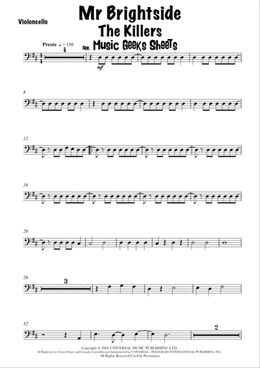 Mr. Brightside Piano scores gallery preview page 2