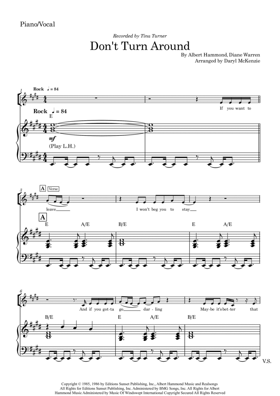 Don't Turn Around Voice scores gallery preview page 1