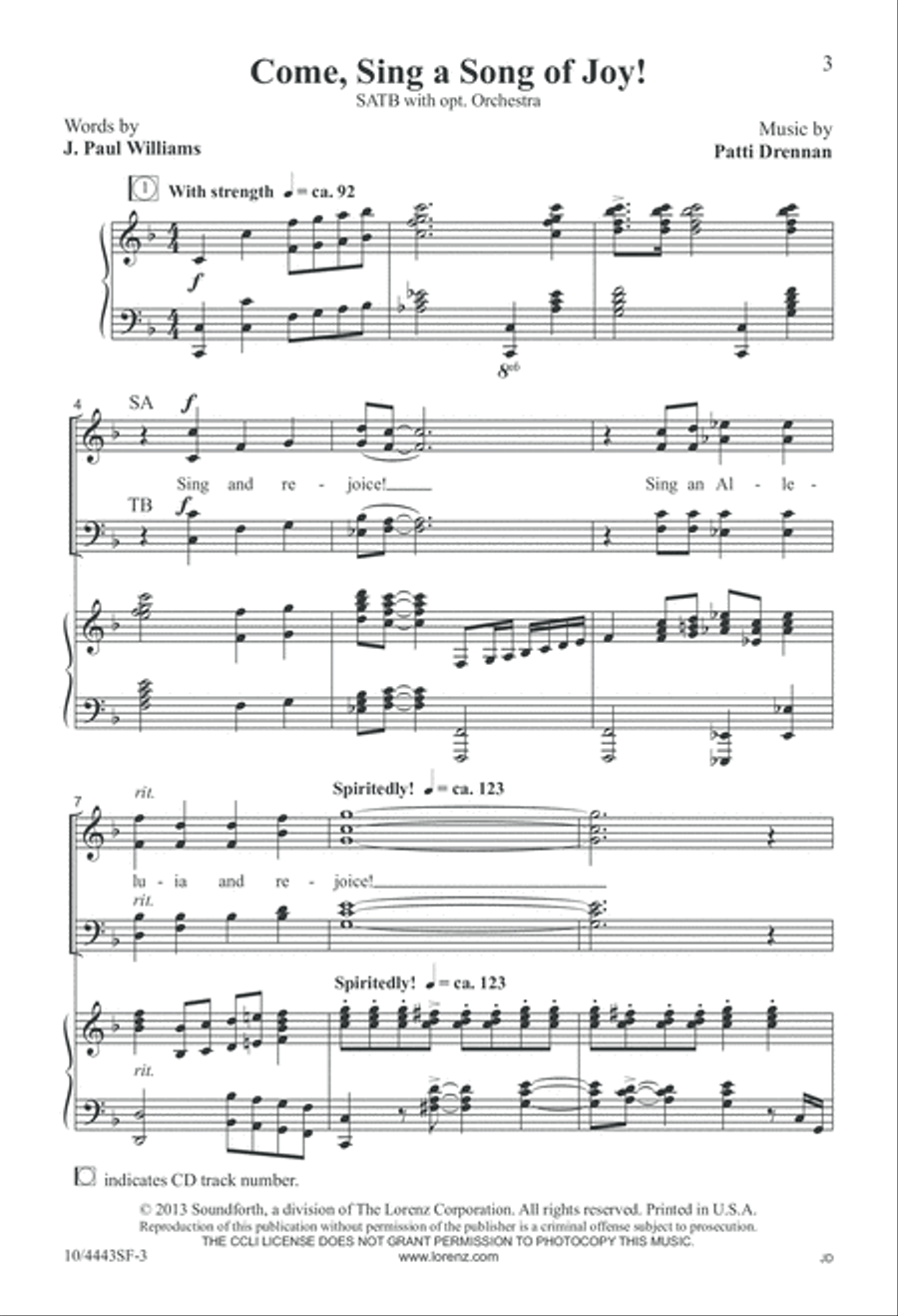 Come, Sing a Song of Joy! 4-Part scores gallery preview page 3