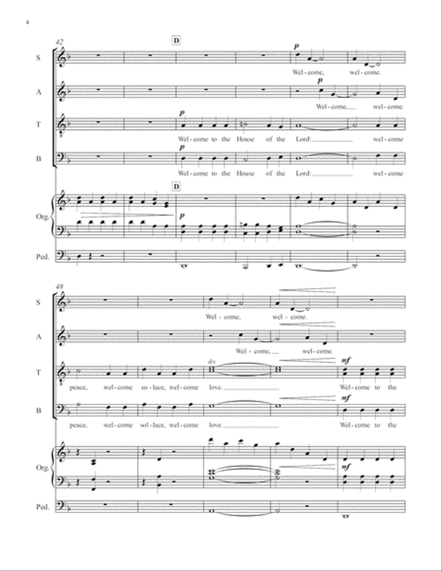 A Sacred Place: 1. Welcome to the House of the Lord 4-Part scores gallery preview page 5