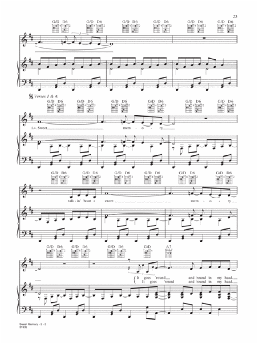 Sweet Memory Sweet Memory Piano, Vocal, Guitar scores gallery preview page 2