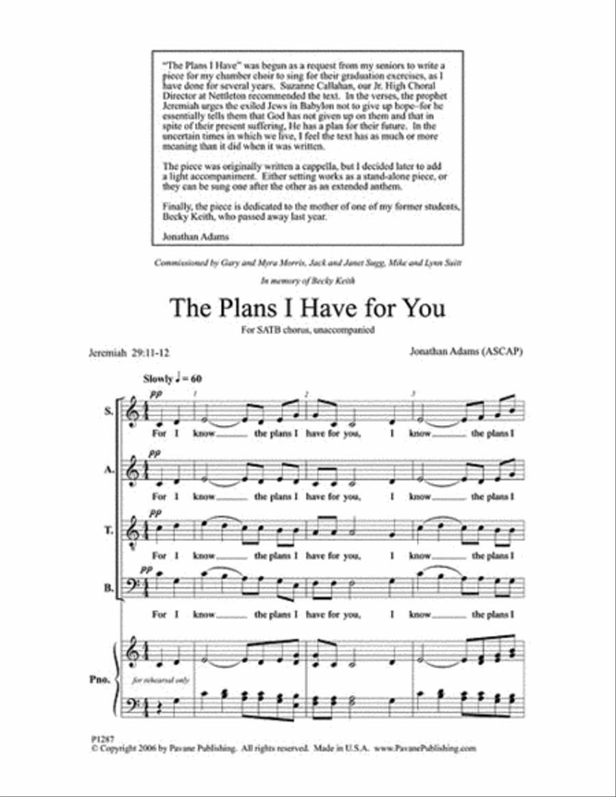 The Plans I Have for You 4-Part scores gallery preview page 4