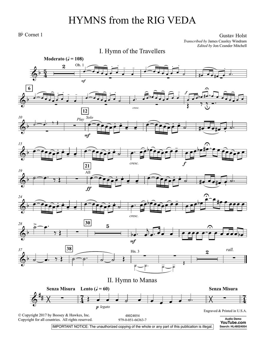 Hymns from the Rig Veda - Bb Cornet 1